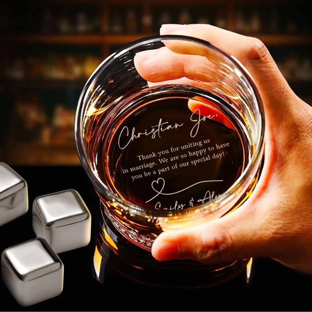 Custom Wedding Officiant Thank You Whiskey Glass, Personalized Wedding Officiant Whiskey Glass WD0051