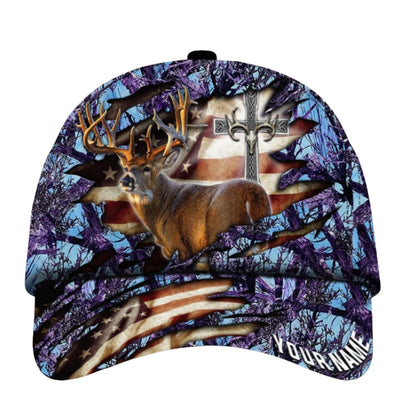 Custom Cross America Deer Hunting 3D Baseball Cap, Custom Deer Hunting Caps CP0341