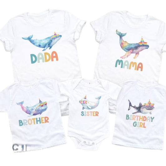 Custom Whale Birthday Family Matching T Shirt, Personalized Matching Birthday Ocean Beach Family Shirts ET1144