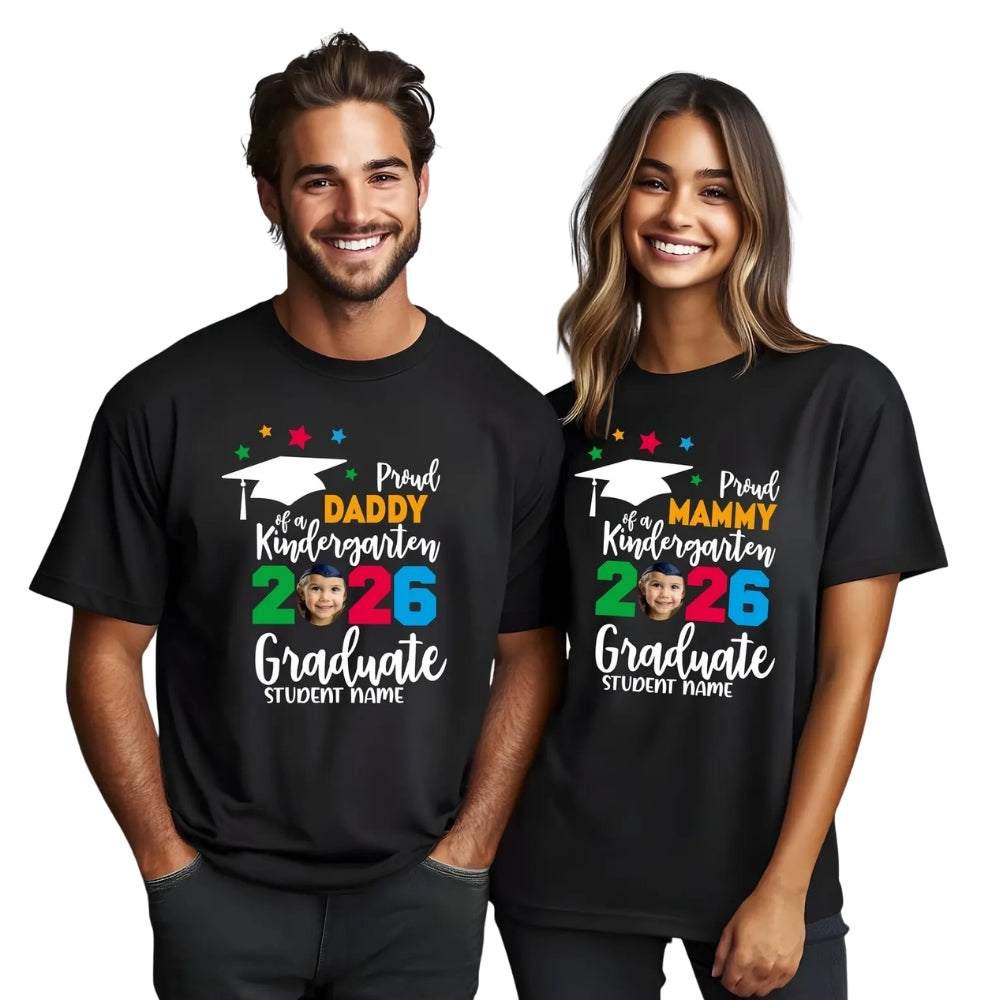 Proud Of A Kindergarten Graduate Custom Matching Family T Shirts, Custom Pre-K Graduation Matching Shirts For Family ET0450