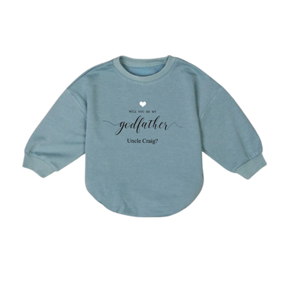 Custom Will You Be My Godfather Baby Romper Sweatshirt, Personalized Godfather Proposal Baby Romper Sweater BB0482