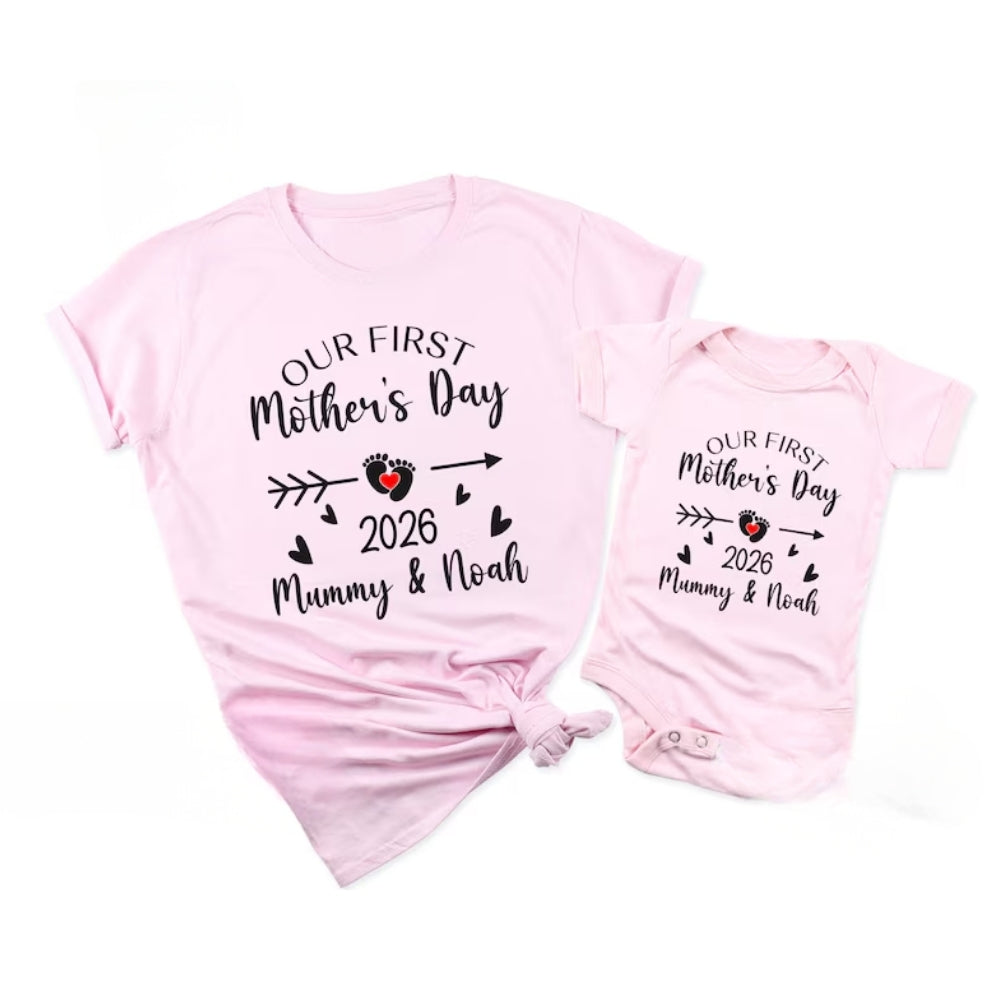 Our First Mother's Day Custom Mommy And Me Matching T Shirts, Custom 1st Mother Day Family Shirts ET0307