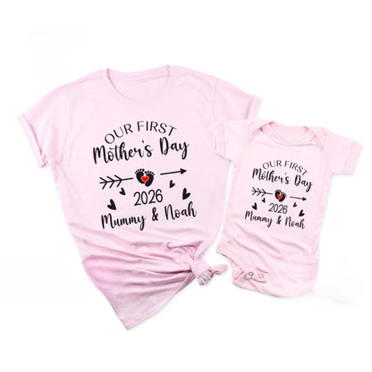 Our First Mother's Day Custom Mommy And Me Matching T Shirts, Custom 1st Mother Day Family Shirts ET0307