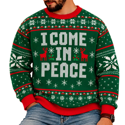 I Come In Peace Matching Couple Ugly Christmas Sweatshirt, Couple Christmas Ugly Sweater 2D1166