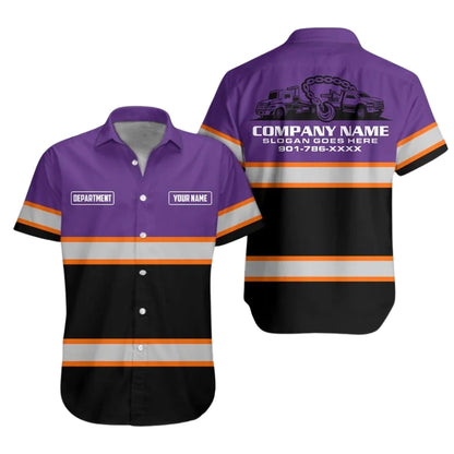 Personalized Tow Truck Work Hawaiian Shirt For Men, Custom Towing Mechanic Shirts Uniforms HE0288