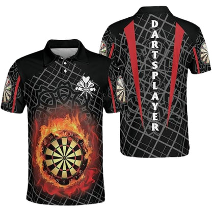 Custom Flame Darts Polo Shirt Mens, Custom Dart Players Shirts DZ0017