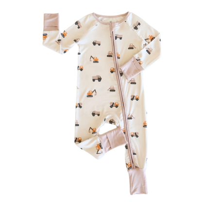 Excavator Tractor Baby Convertible Zippy Romper, Construction Convertible Baby Romper BB0838