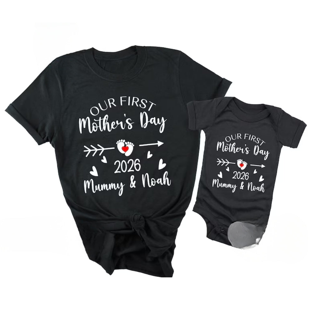 Our First Mother's Day Custom Mommy And Me Matching T Shirts, Custom 1st Mother Day Family Shirts ET0307