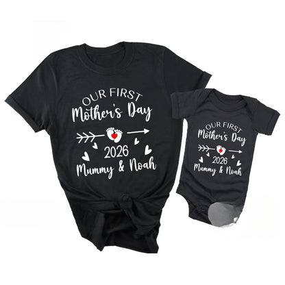 Our First Mother's Day Custom Mommy And Me Matching T Shirts, Custom 1st Mother Day Family Shirts ET0307