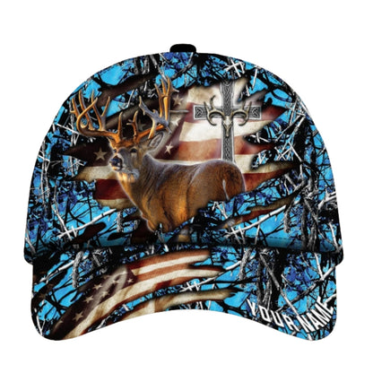 Custom Cross America Deer Hunting 3D Baseball Cap, Custom Deer Hunting Caps CP0341