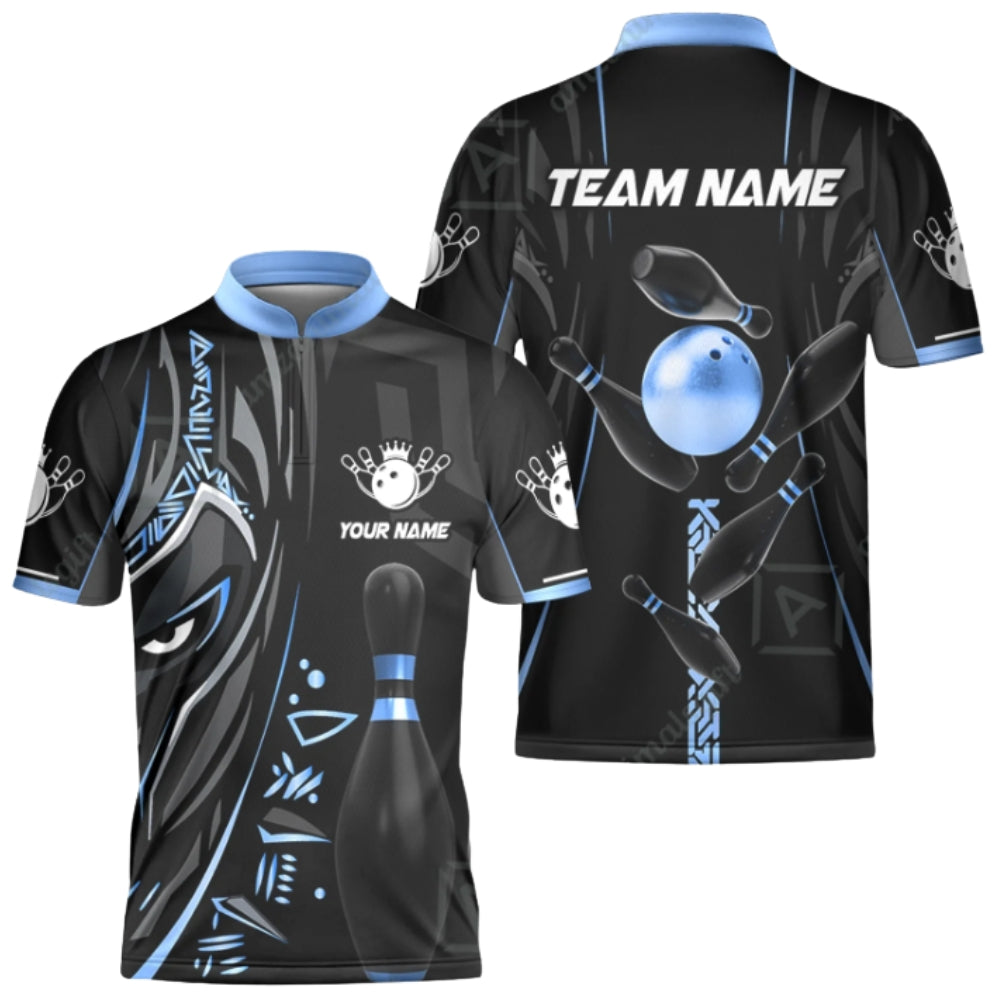 Custom Team Black And Gold Bowling Jersey For Men, Custom Men's Bowling Shirts BZ0362