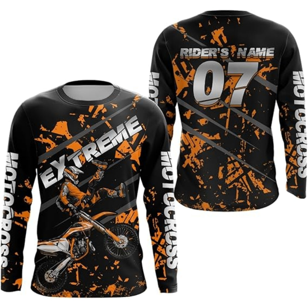 Custom Mens Green Motocross Riding Long Sleeve Shirts, Custom Motocross Shirts MZ0030