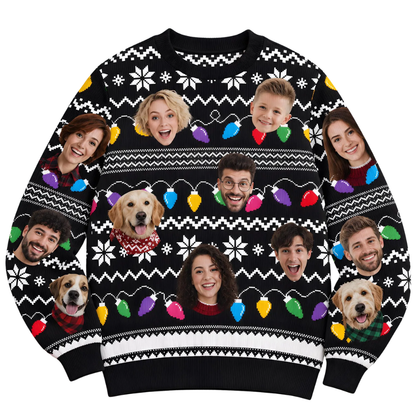 Custom Faces Christmas Light Ugly Sweater, Custom Photo 3D Sweatshirt For Christmas 2D1167