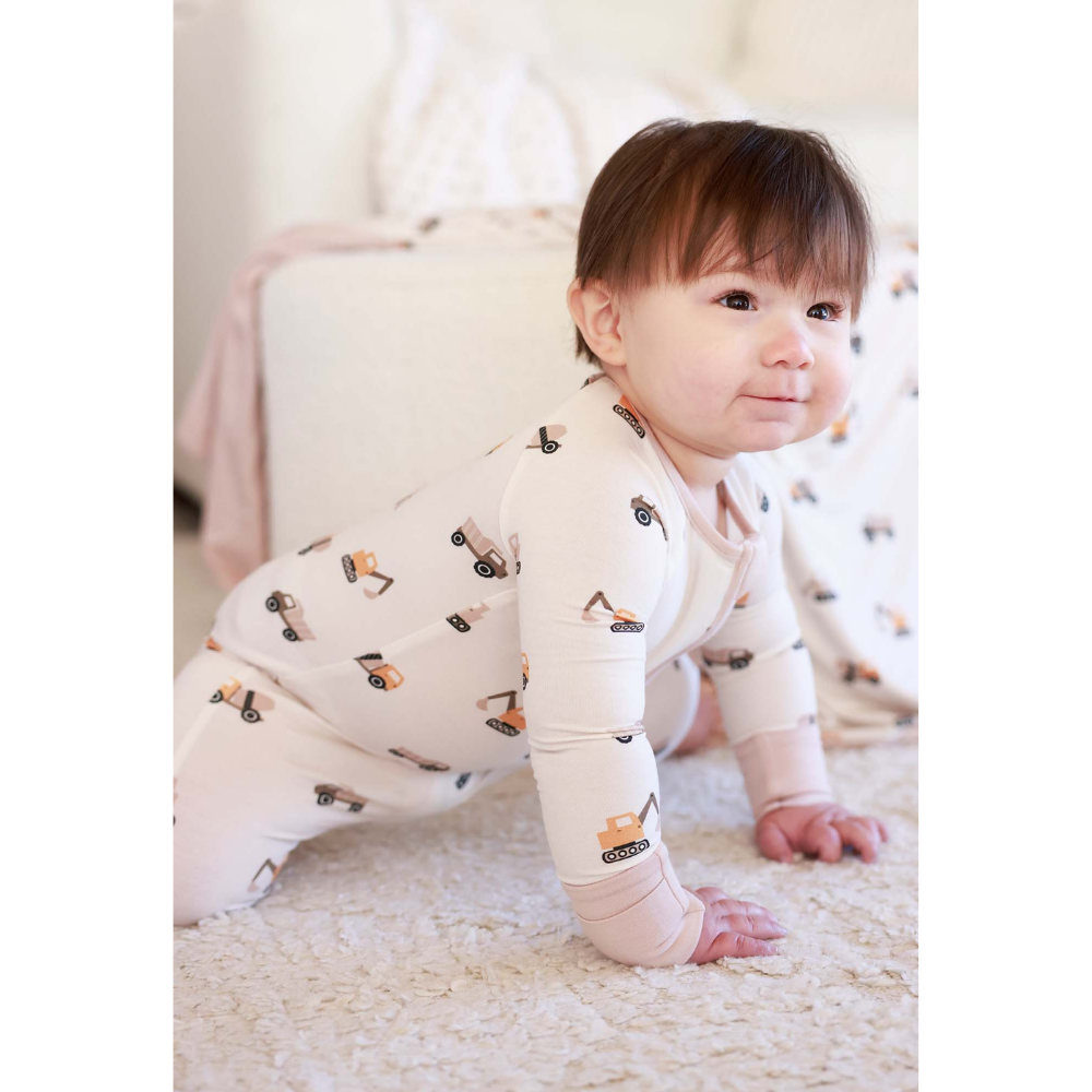 Excavator Tractor Baby Convertible Zippy Romper, Construction Convertible Baby Romper BB0838