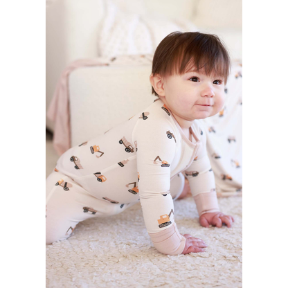 Excavator Tractor Baby Convertible Zippy Romper, Construction Convertible Baby Romper BB0838