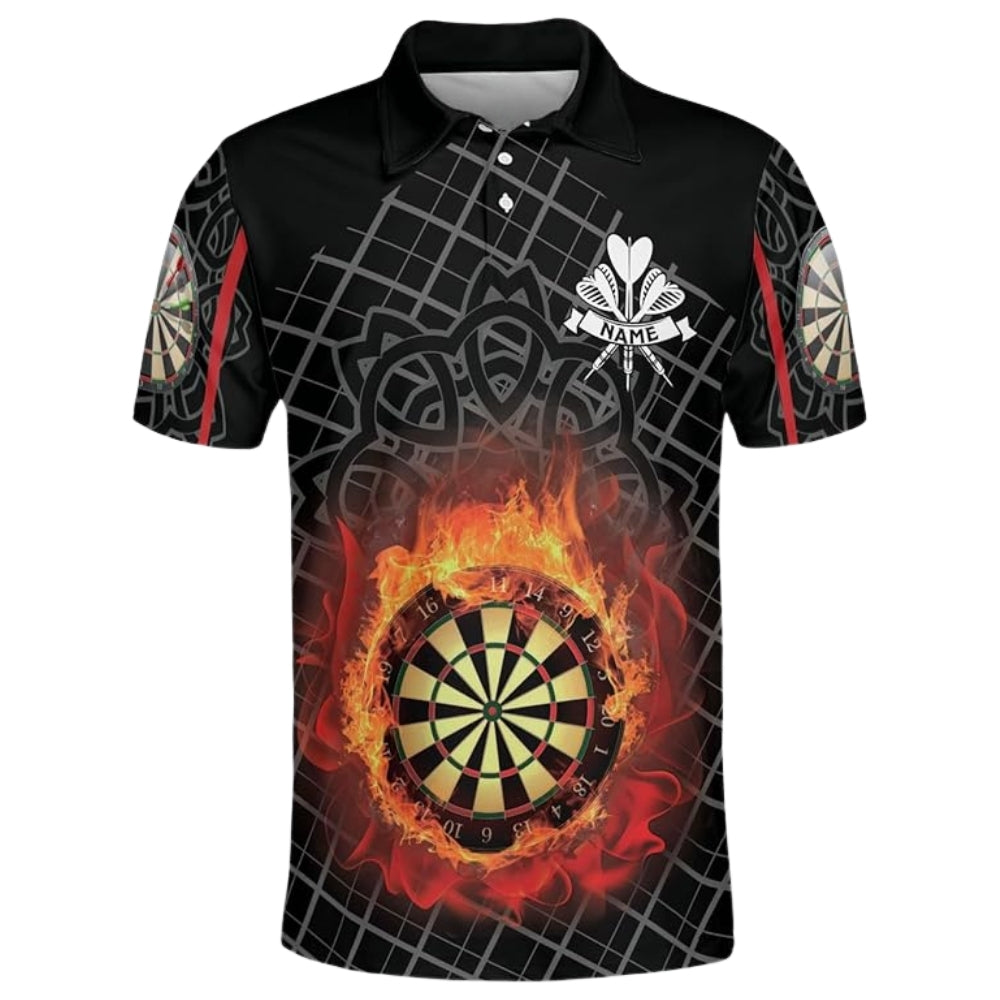 Custom Flame Darts Polo Shirt Mens, Custom Dart Players Shirts DZ0017