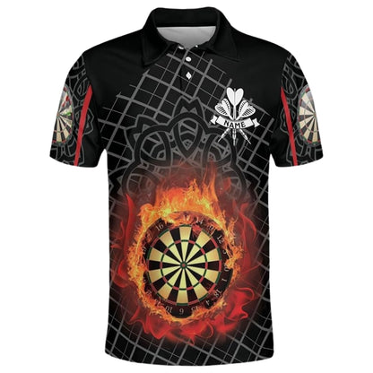 Custom Flame Darts Polo Shirt Mens, Custom Dart Players Shirts DZ0017