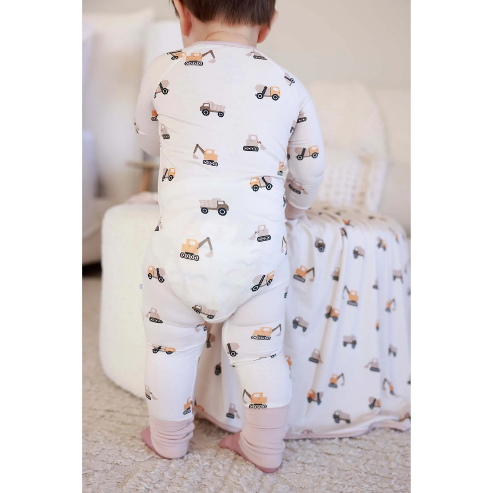 Excavator Tractor Baby Convertible Zippy Romper, Construction Convertible Baby Romper BB0838
