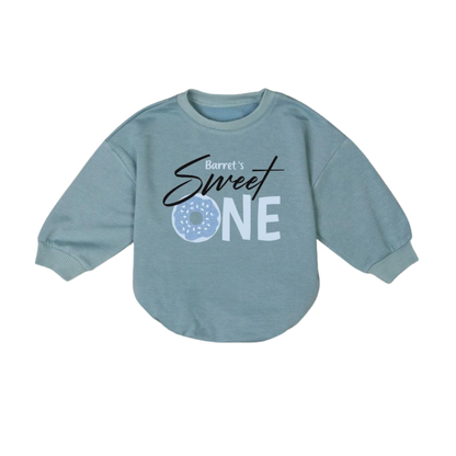 Custom Donut Sweet One Baby Romper Sweatshirt, Custom 1st Birthday Donut Baby Romper Sweater BB0484