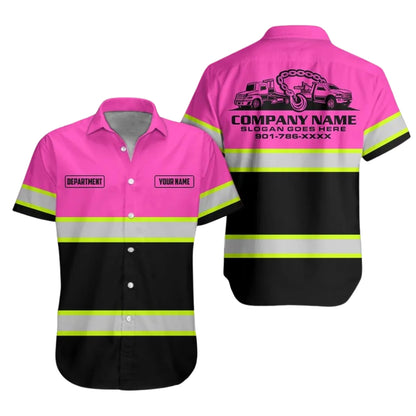 Personalized Tow Truck Work Hawaiian Shirt For Men, Custom Towing Mechanic Shirts Uniforms HE0288