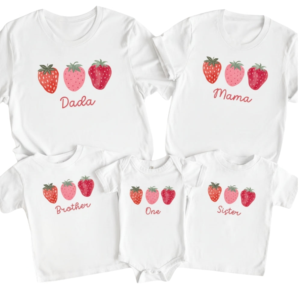 Strawberry First Birthday Custom Matching Family T Shirts, Custom 1st Birthday Matching Shirt For Family ET0159