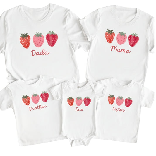Strawberry First Birthday Custom Matching Family T Shirts, Custom 1st Birthday Matching Shirt For Family ET0159