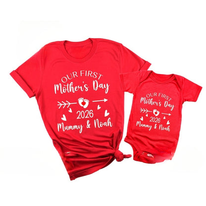 Our First Mother's Day Custom Mommy And Me Matching T Shirts, Custom 1st Mother Day Family Shirts ET0307