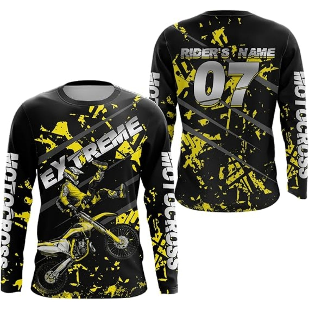 Custom Mens Green Motocross Riding Long Sleeve Shirts, Custom Motocross Shirts MZ0030