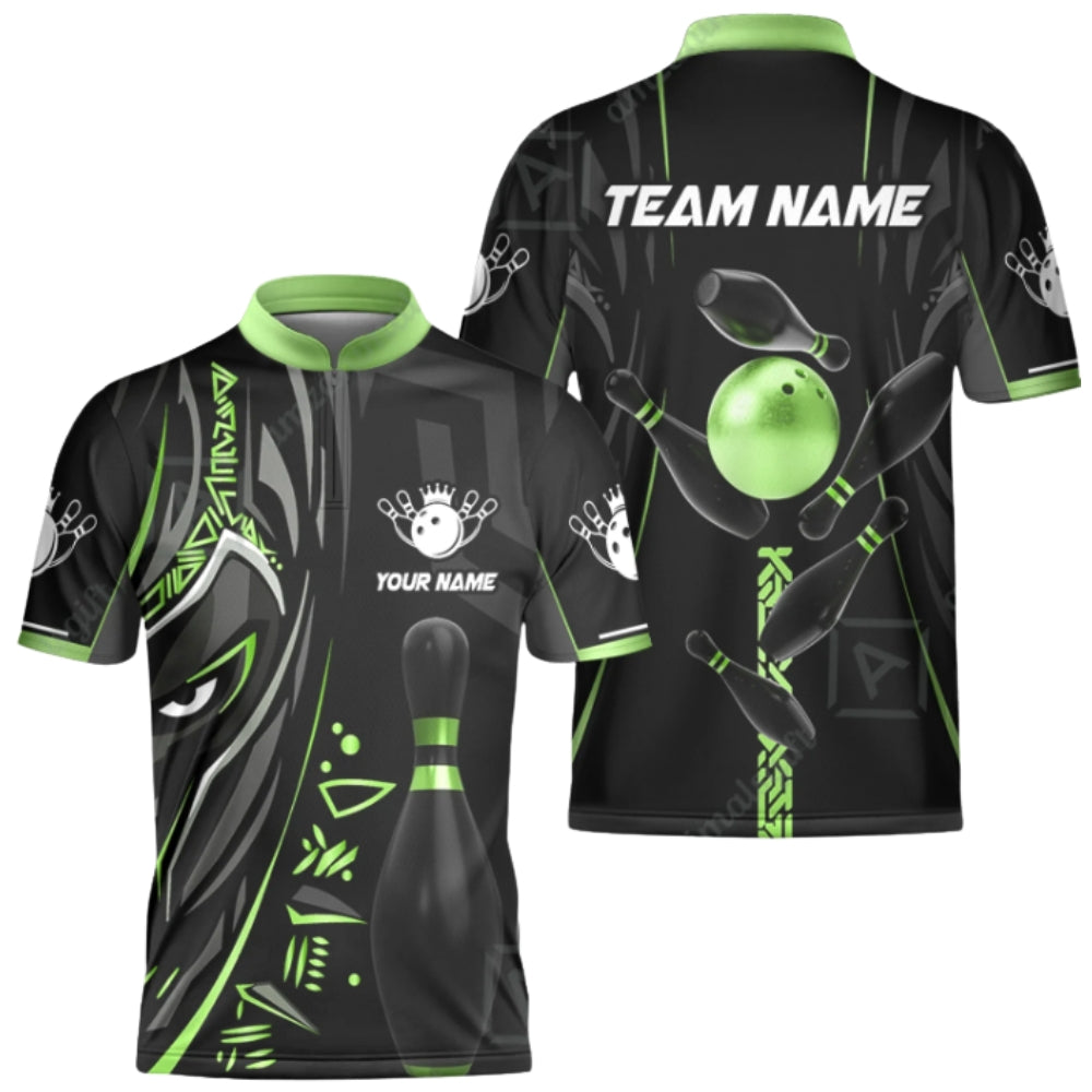 Custom Team Black And Gold Bowling Jersey For Men, Custom Men's Bowling Shirts BZ0362