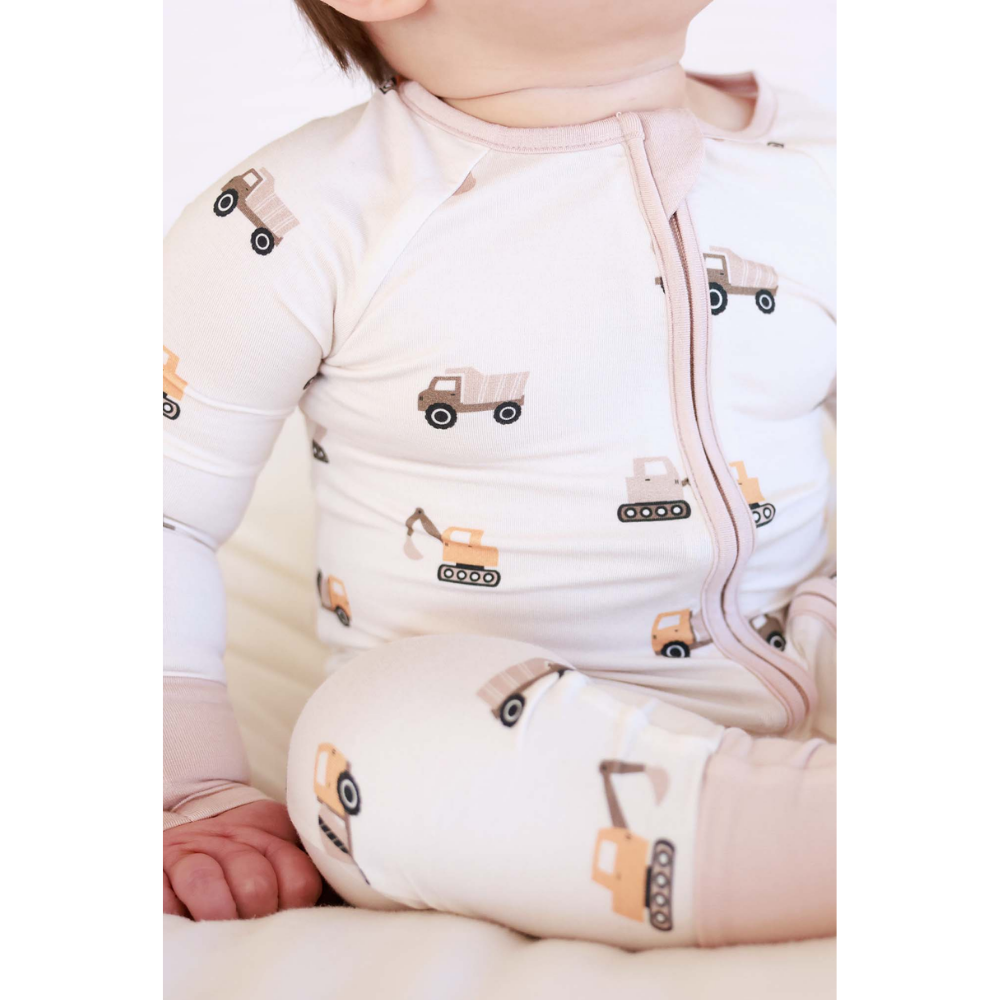 Excavator Tractor Baby Convertible Zippy Romper, Construction Convertible Baby Romper BB0838