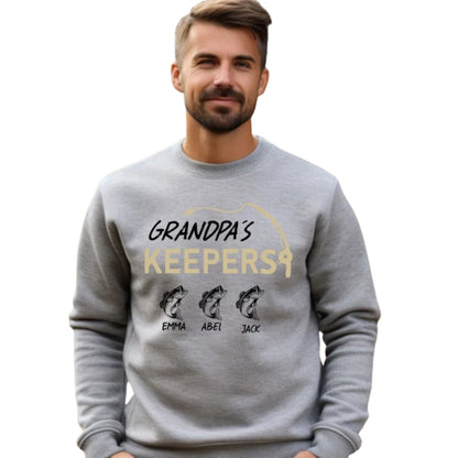 Custom Grandpa's Keepers Sweatshirt, Custom Fishing Sweatshirts For Grandpa Father Day 2D0644