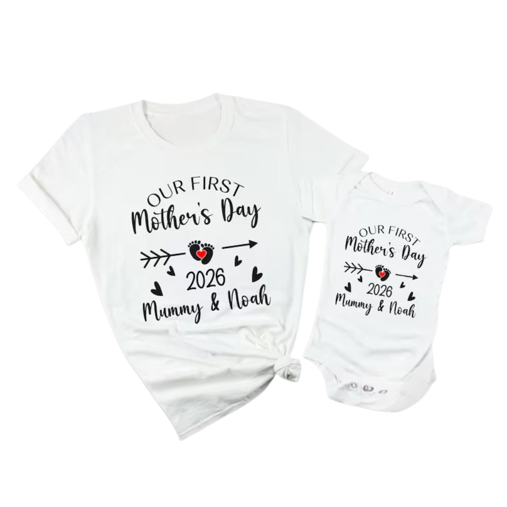 Our First Mother's Day Custom Mommy And Me Matching T Shirts, Custom 1st Mother Day Family Shirts ET0307