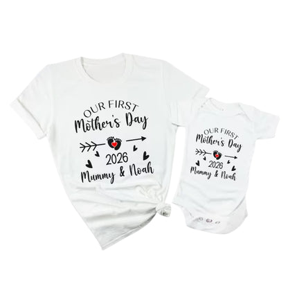 Our First Mother's Day Custom Mommy And Me Matching T Shirts, Custom 1st Mother Day Family Shirts ET0307
