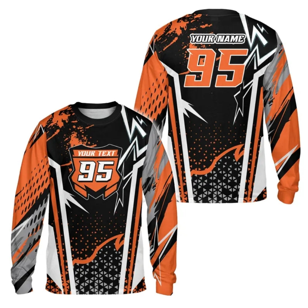 Custom Name And Number Motocross Long Sleeve Mens Jersey Blue Black, Custom Dirt Bike Jerseys ME0064