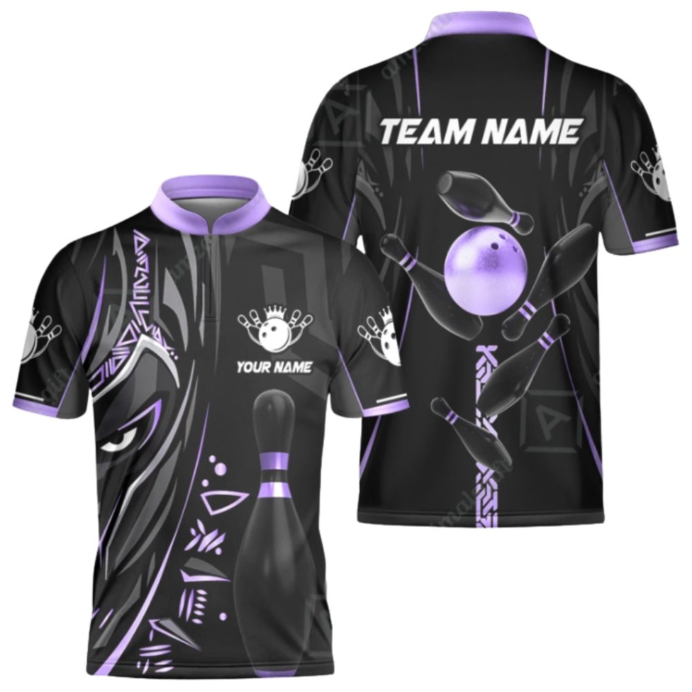Custom Team Black And Gold Bowling Jersey For Men, Custom Men's Bowling Shirts BZ0362
