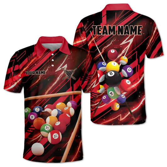 Custom Team Red Billiard Polo Shirts For Mens, Custom Billiard Shirts BIZ0189