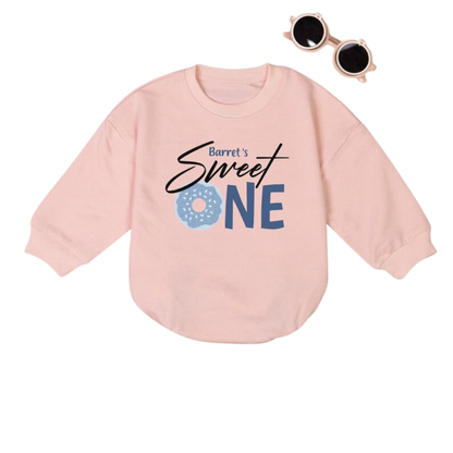 Custom Donut Sweet One Baby Romper Sweatshirt, Custom 1st Birthday Donut Baby Romper Sweater BB0484