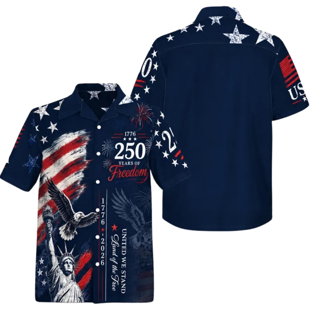 250 Years Of Freedom American Flag Matching Hawaiian Family Shirts, Matching Family 4th Of July Hawaiian Shirts ET0989
