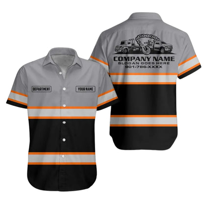 Personalized Tow Truck Work Hawaiian Shirt For Men, Custom Towing Mechanic Shirts Uniforms HE0288