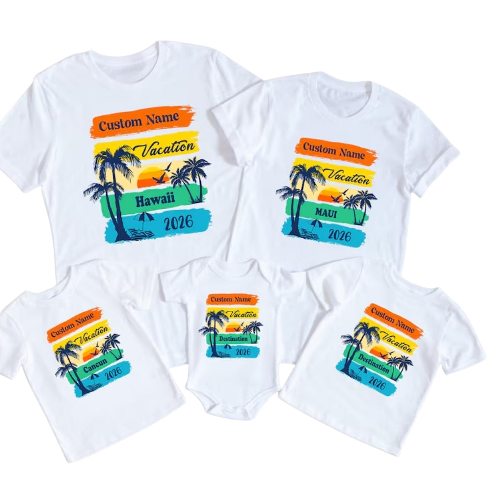 Custom Matching Family Travel T Shirts, Personalized Vacation Matching Shirts For Family ET0578