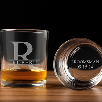 Custom Whiskey Glasses Groomsmen, Custom Best Man Groomsmen Proposal Whiskey Glass WD0109