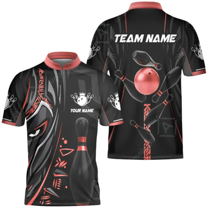Custom Team Black And Gold Bowling Jersey For Men, Custom Men's Bowling Shirts BZ0362
