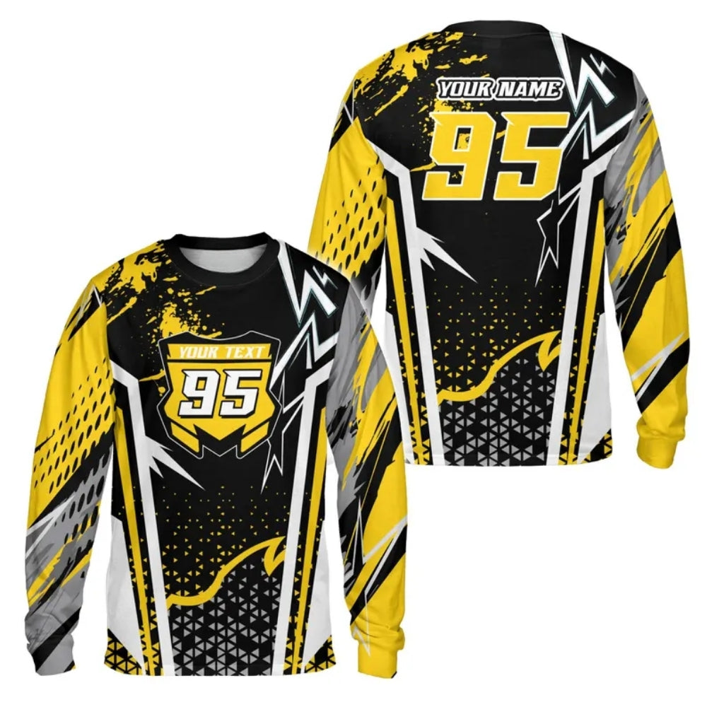 Custom Name And Number Motocross Long Sleeve Mens Jersey Blue Black, Custom Dirt Bike Jerseys ME0064