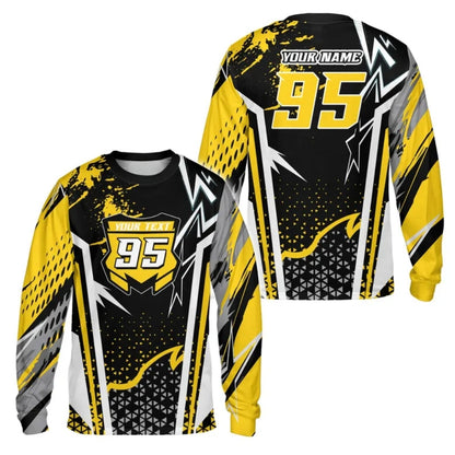 Custom Name And Number Motocross Long Sleeve Mens Jersey Blue Black, Custom Dirt Bike Jerseys ME0064