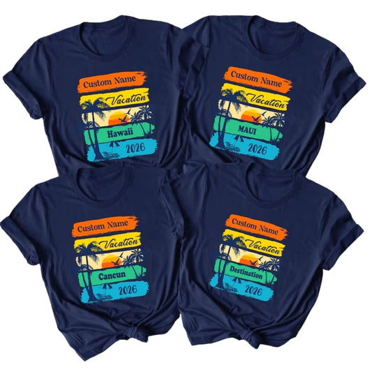 Custom Matching Family Travel T Shirts, Personalized Vacation Matching Shirts For Family ET0578