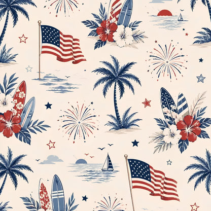 Tropical USA Flag Family Matching Hawaiian Shirt, 4th Of July Hawaiian Shirts For Family ET0990