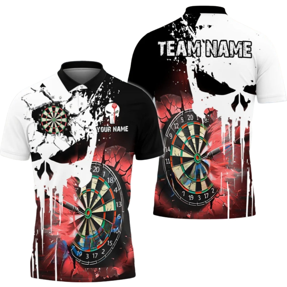 Custom Skull Darts Polo Shirts For Men, Custom Skull Dart Team Shirts DZ0045