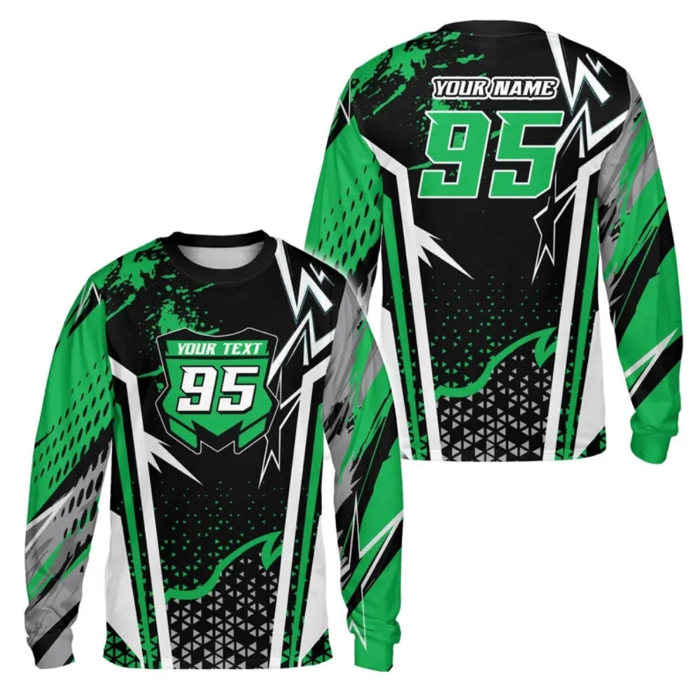 Custom Name And Number Motocross Long Sleeve Mens Jersey Blue Black, Custom Dirt Bike Jerseys ME0064