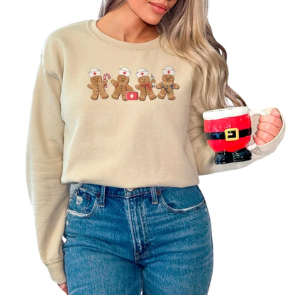 Gingerbread Nurse Christmas Sweatshirt, Nurse Xmas Sweatshirt 2D0645