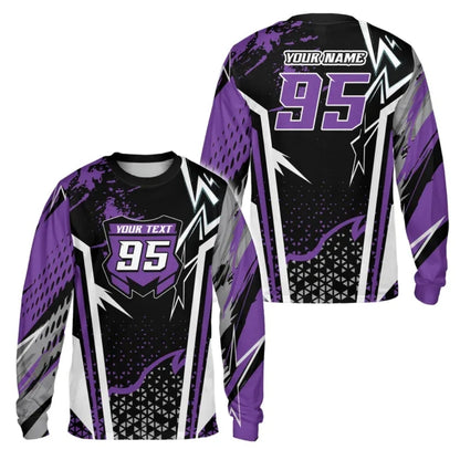 Custom Name And Number Motocross Long Sleeve Mens Jersey Blue Black, Custom Dirt Bike Jerseys ME0064
